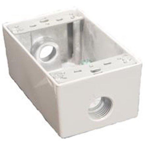 Swivel Weatherproof Boxes - One Gang 18 Cubic Inch Capacity - 3 Outlet Holes 0.5 In. White SW389821